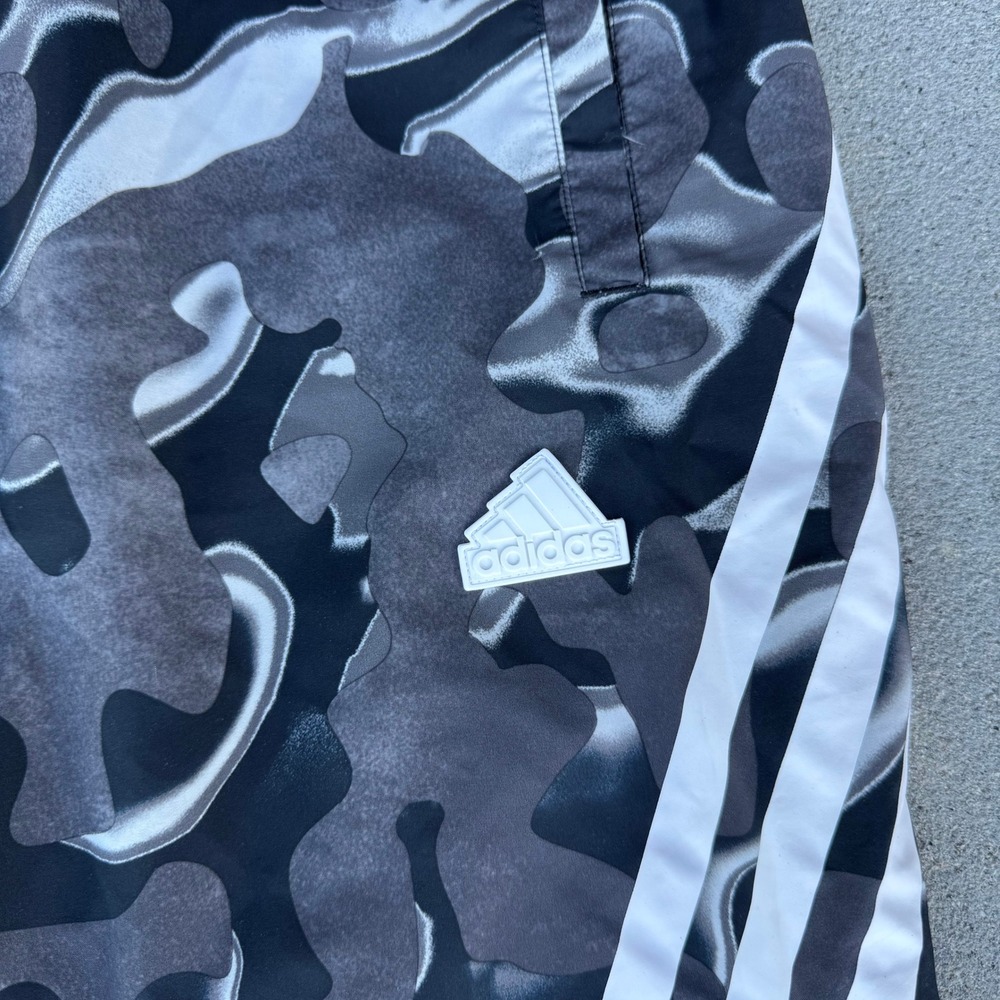 Adidas Men Camo Track Pants Grey Black Three Stripe Joggers Small - Picture 2 of 7